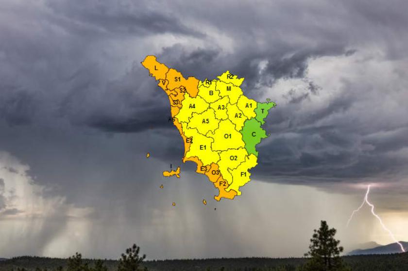 Allerta meteo in Toscana codice giallo anche in provincia di